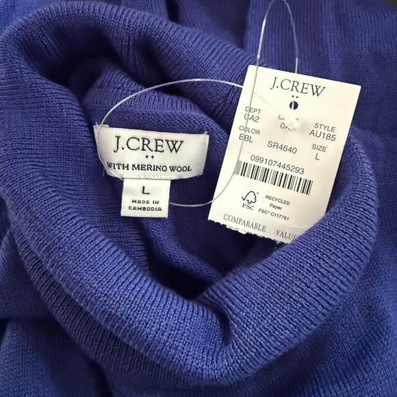 J. Crew Merino Wool Deep Blue Turtleneck Sweater NWT Women’s Large Cozy Soft - Picture 14 of 15